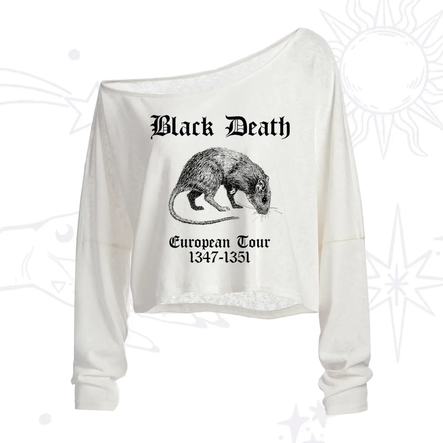 Purplehecate Black Death European Tour One Shoulder Crop Shirt