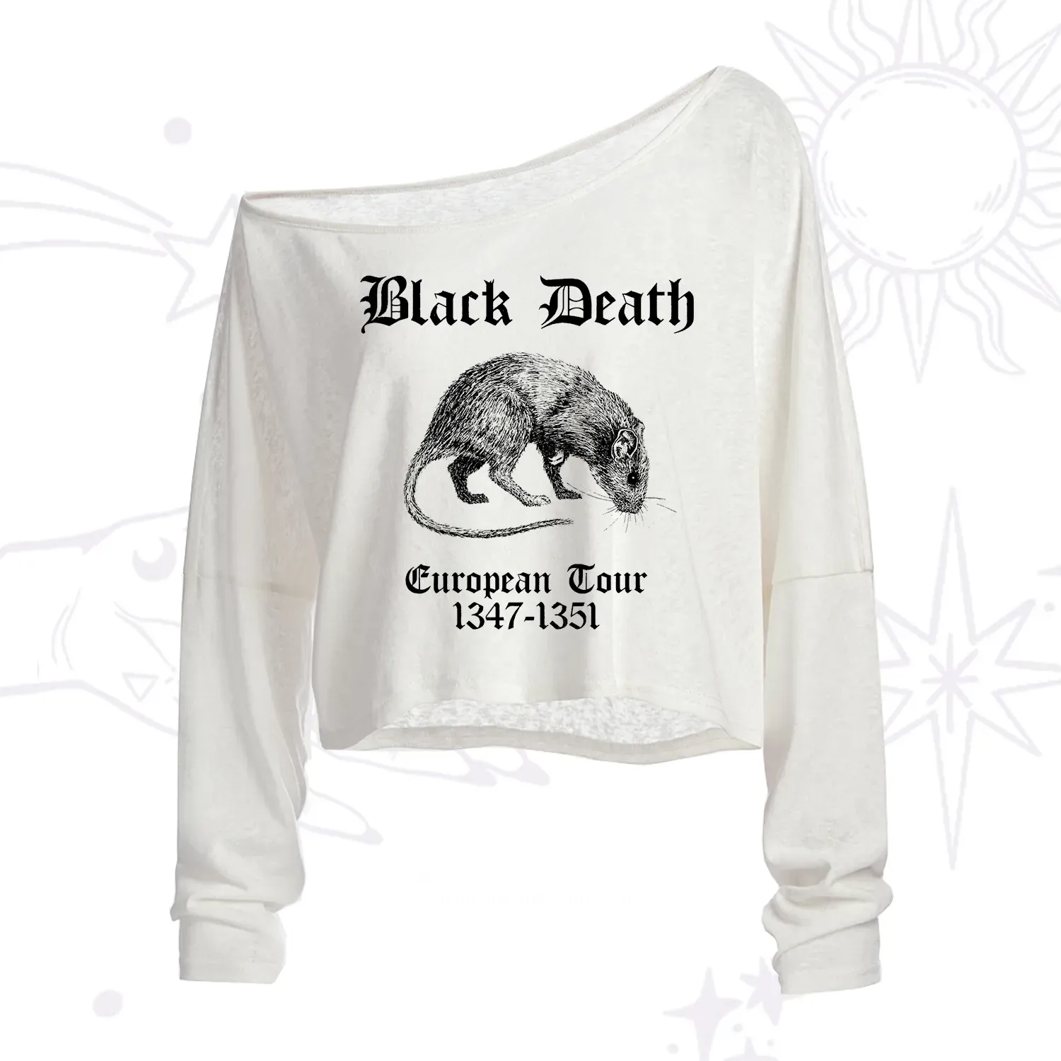 Purplehecate Black Death European Tour One Shoulder Crop Shirt