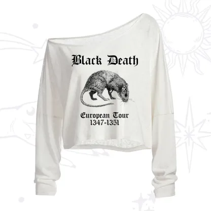 Purplehecate Black Death European Tour One Shoulder Crop Shirt