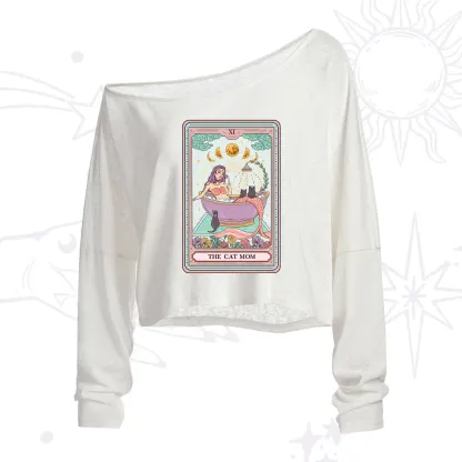 Purplehecate The Cat Mermaid Mom Tarot Card One Shoulder Crop Shirt