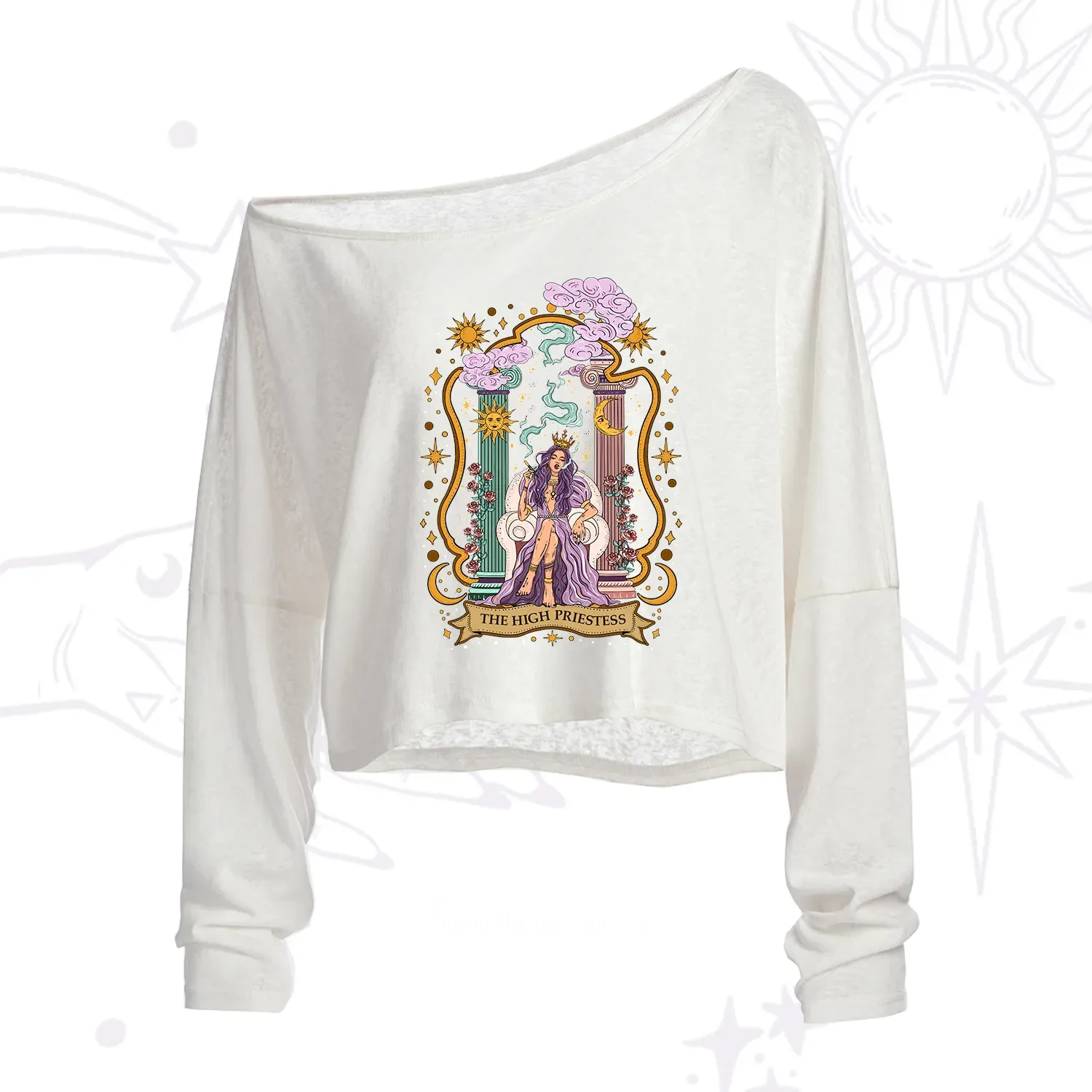 Purplehecate The High Priestess Goddess One Shoulder Crop Shirt