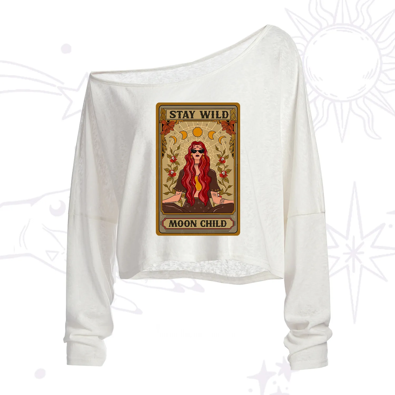 Purplehecate The Stay Wild Moon Child Oracle Card One Shoulder Crop Shirt