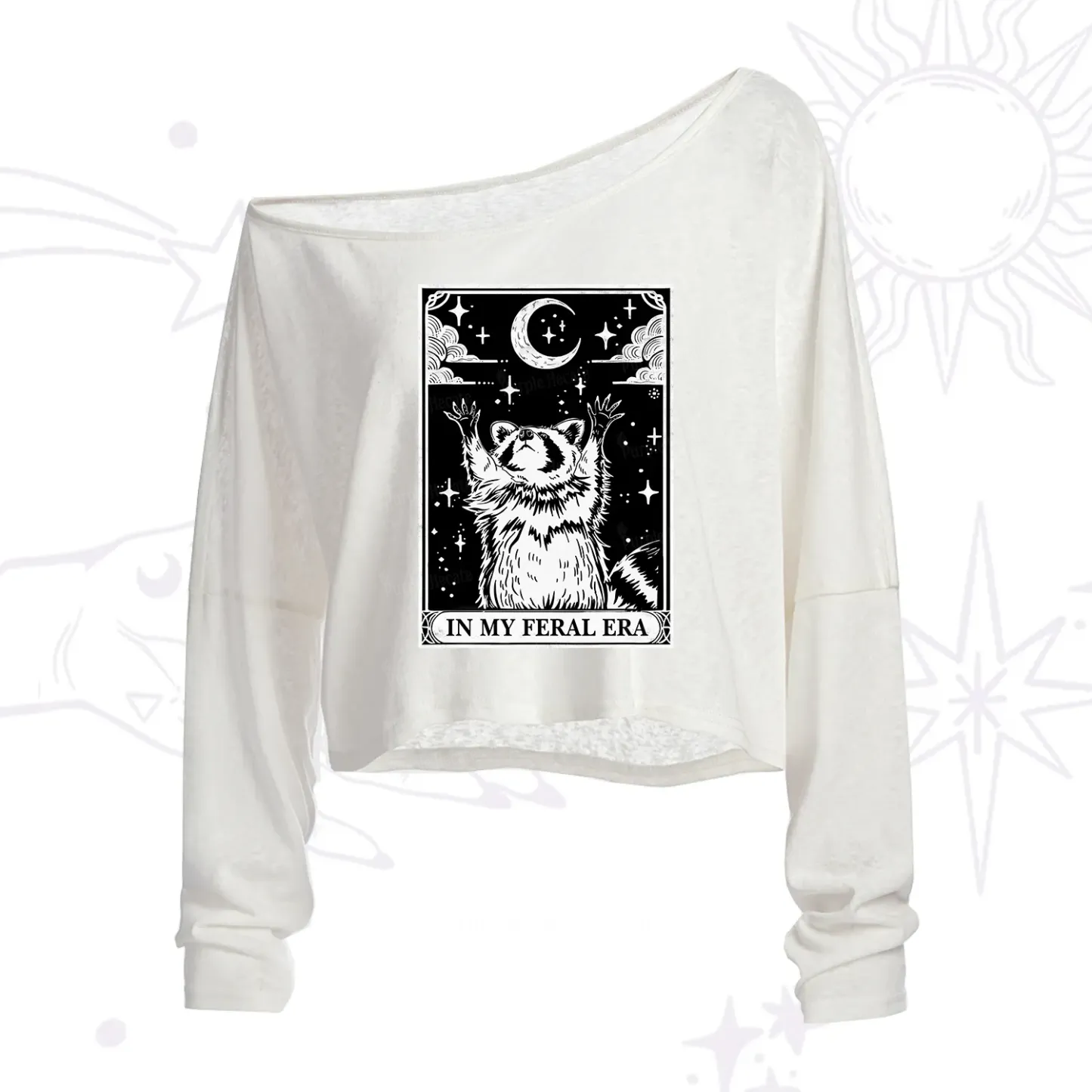 Purplehecate The In My Feral Era Oracle Card One Shoulder Crop Shirt