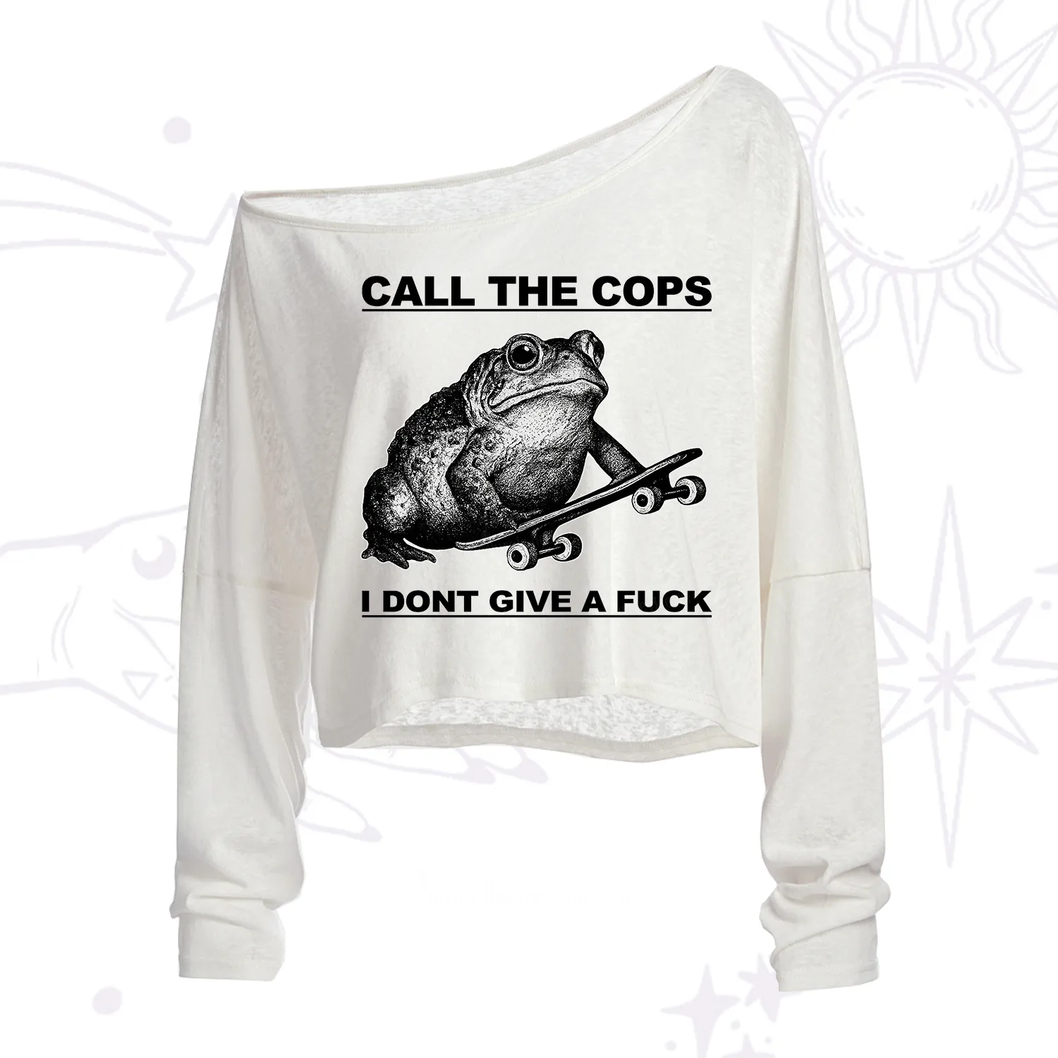 Purplehecate Call The Cops Frog One Shoulder Crop Shirt