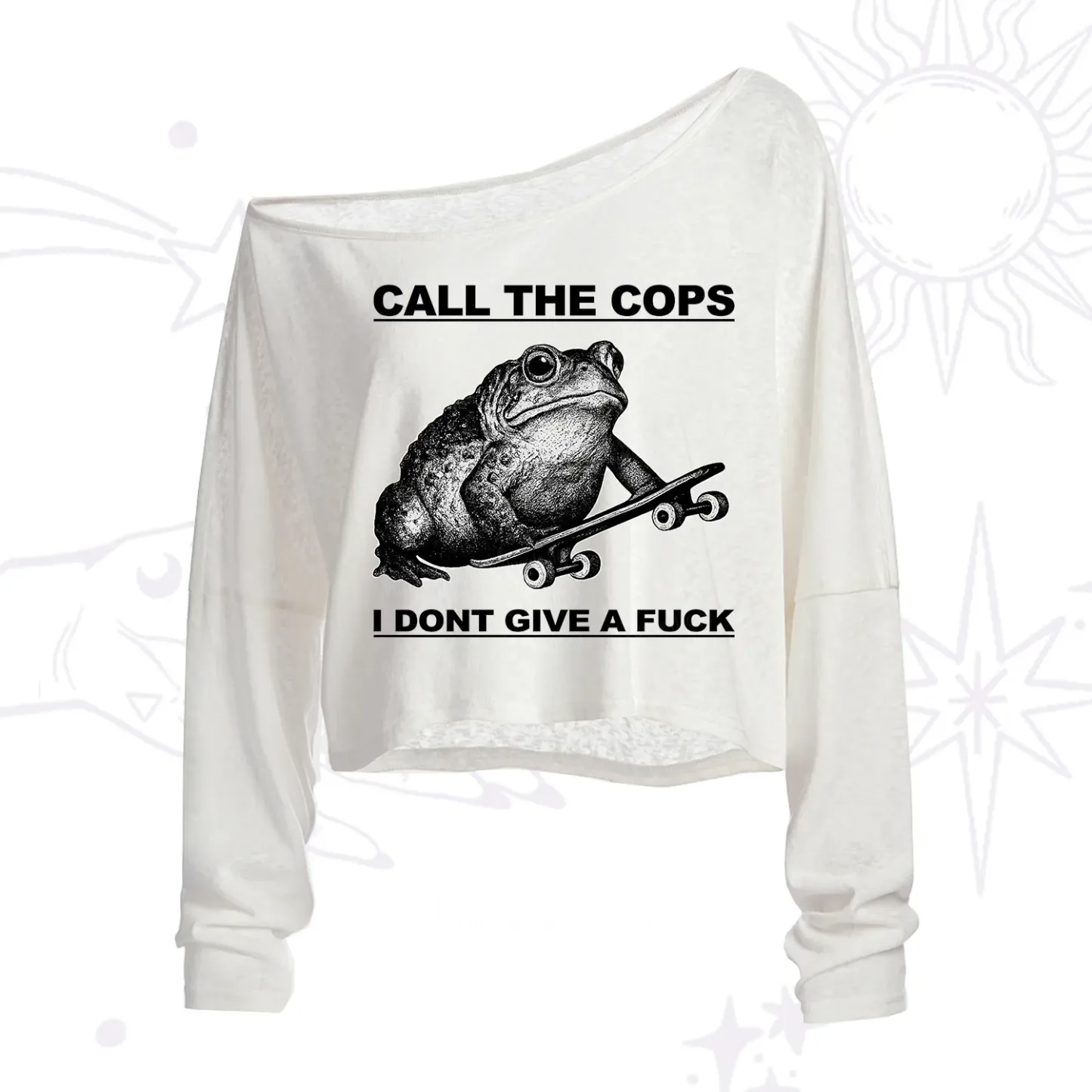 Purplehecate Call The Cops Frog One Shoulder Crop Shirt