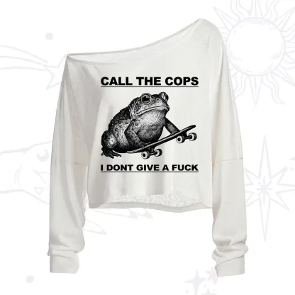 Purplehecate Call The Cops Frog One Shoulder Crop Shirt