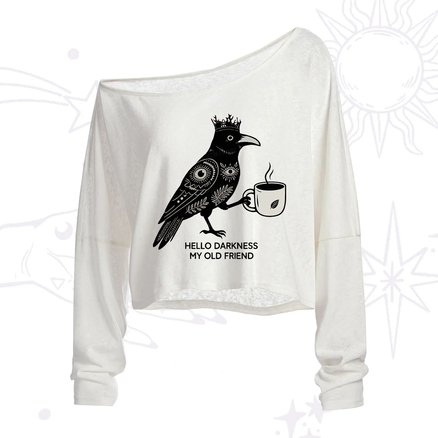 Purplehecate Hello Darkness My Old Friend One Shoulder Crop Shirt