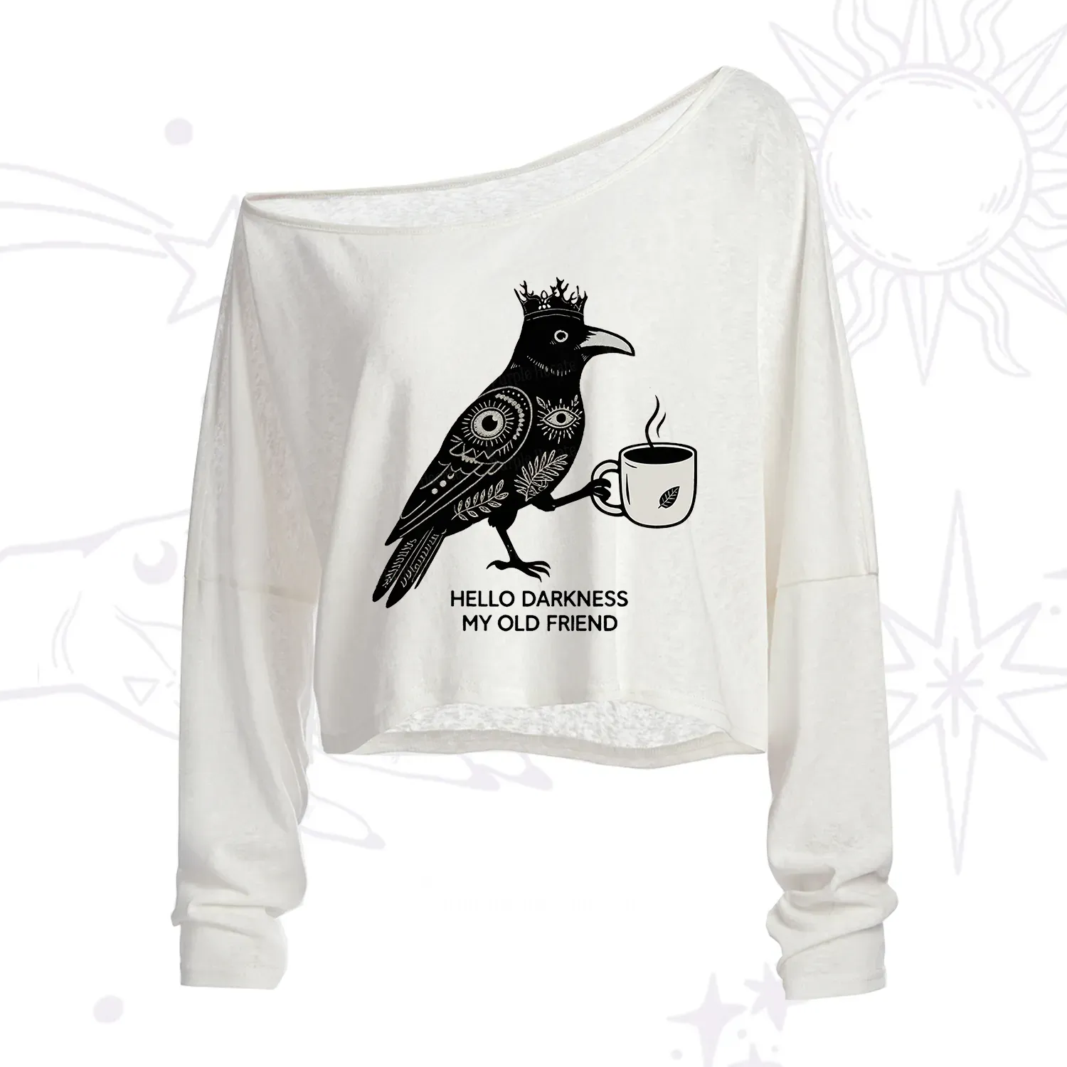 Purplehecate Hello Darkness My Old Friend One Shoulder Crop Shirt