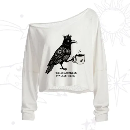 Purplehecate Hello Darkness My Old Friend One Shoulder Crop Shirt