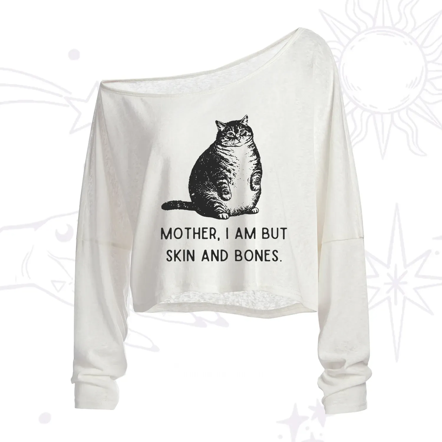 Purplehecate Cat Mother I Am But Skin And Bones One Shoulder Crop Shirt