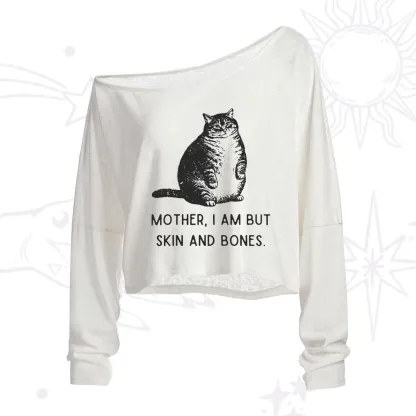 Purplehecate Cat Mother I Am But Skin And Bones One Shoulder Crop Shirt