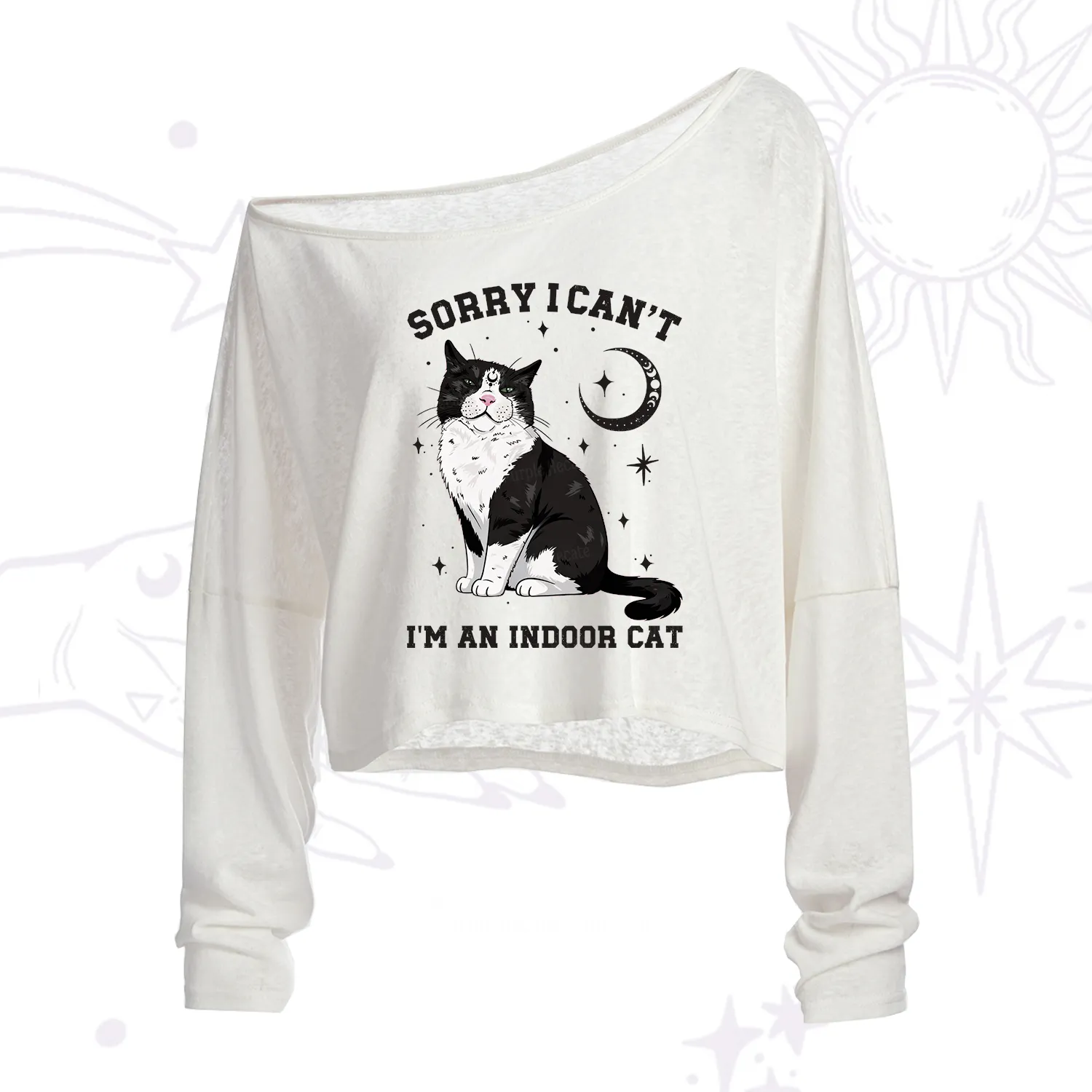 Purplehecate Sorry I Can't Go I'm an Indoor Cat One Shoulder Crop Shirt