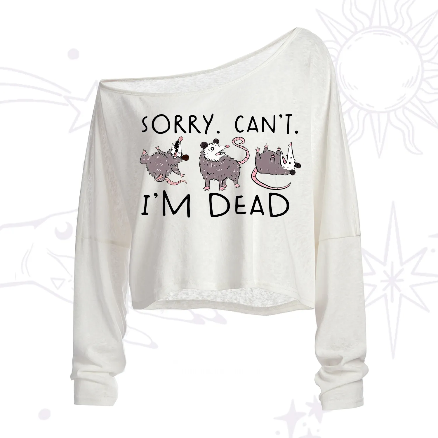 Purplehecate Funny Possum Sorry I Can't I'm Dead One Shoulder Crop Shirt