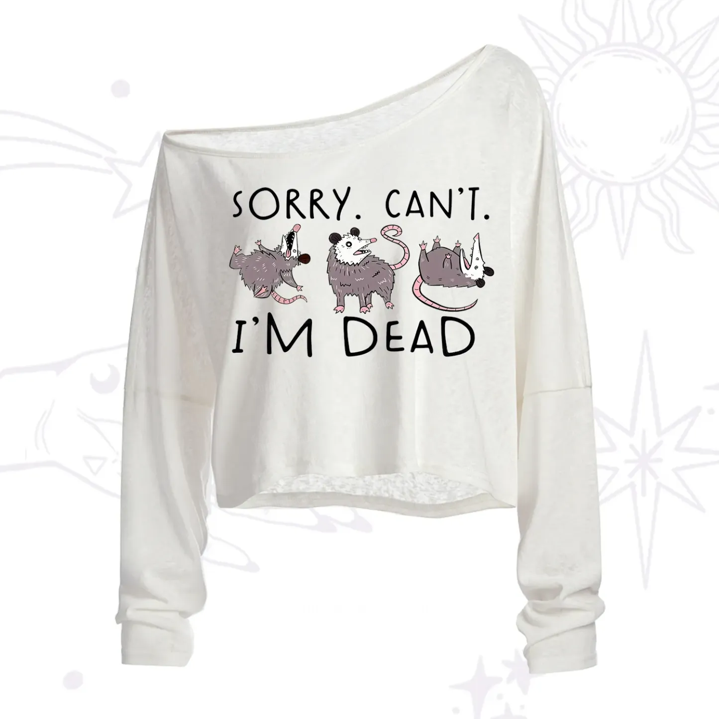 Purplehecate Funny Possum Sorry I Can't I'm Dead One Shoulder Crop Shirt