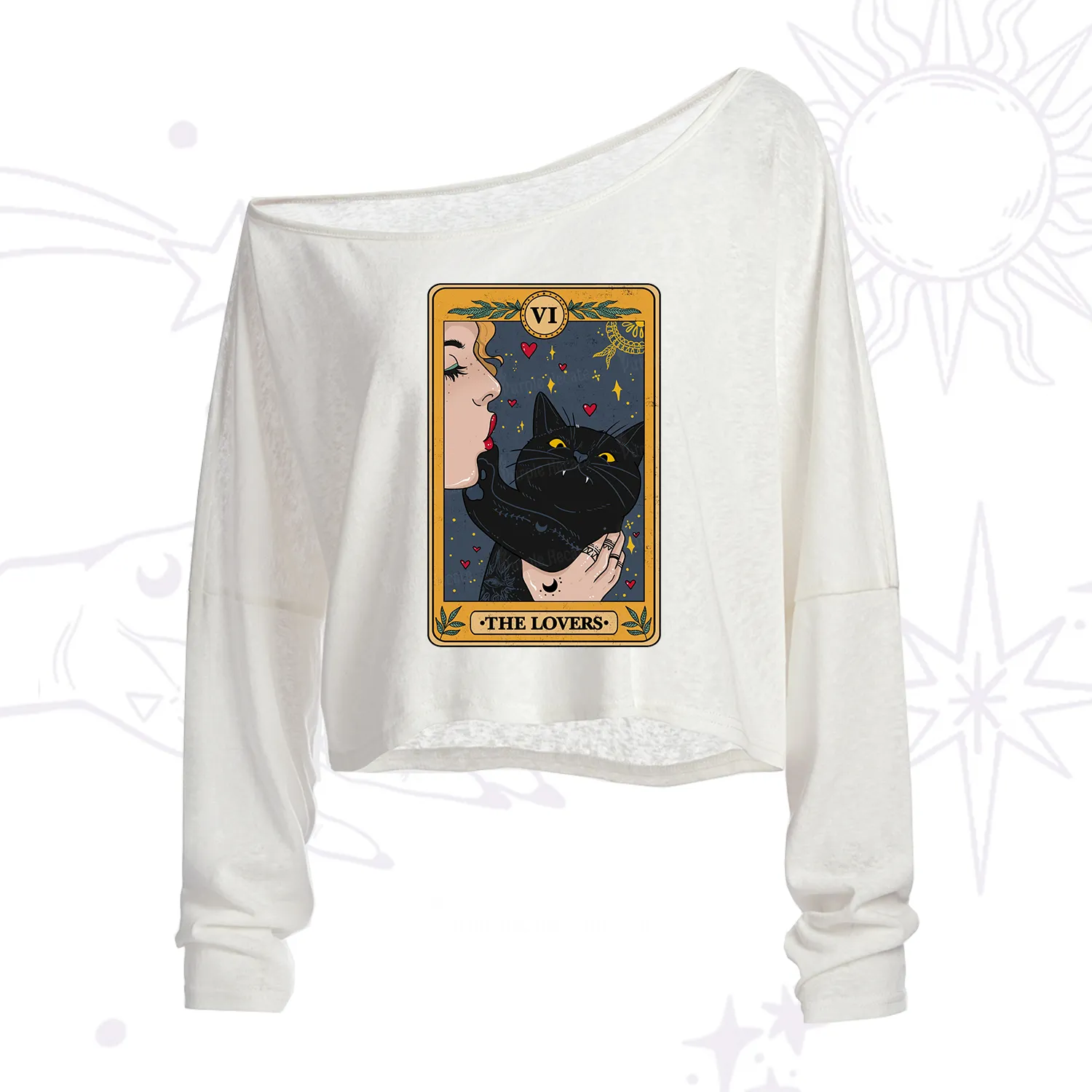 Purplehecate The Lovers Cat Tarot One Shoulder Crop Shirt