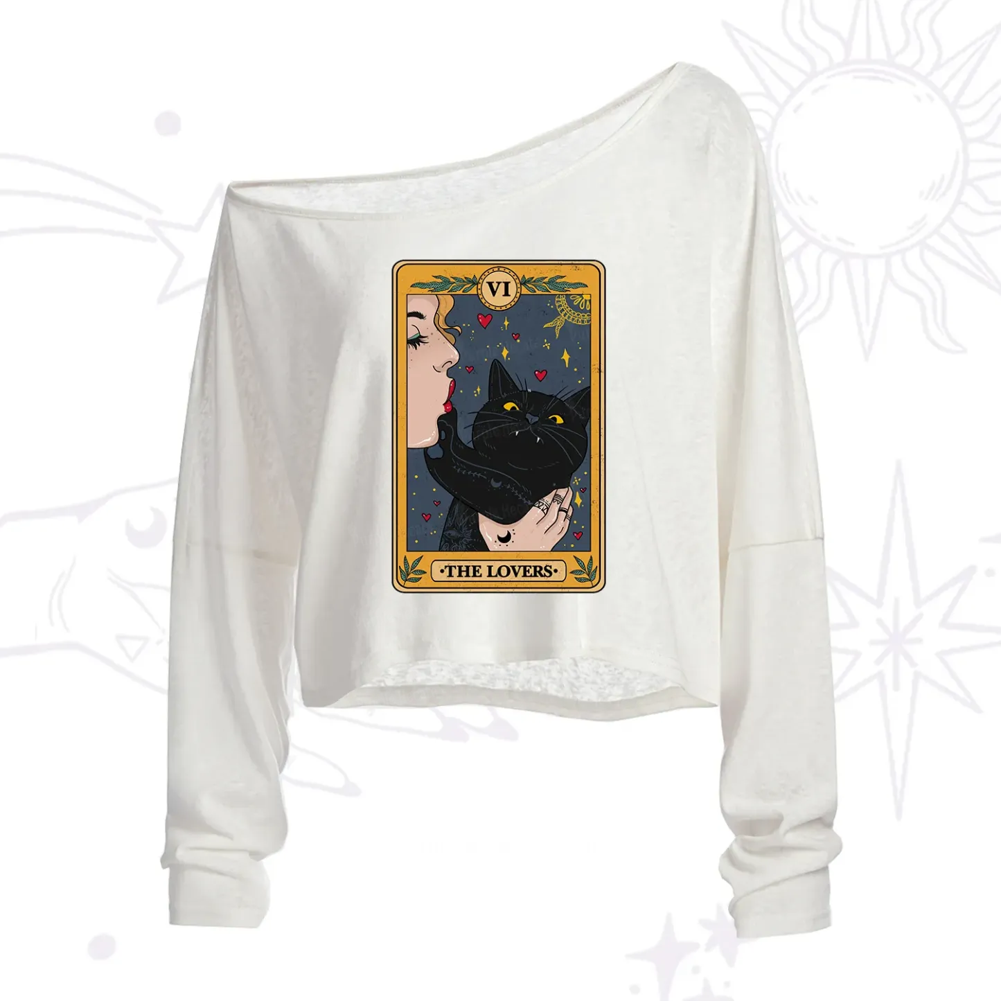Purplehecate The Lovers Cat Tarot One Shoulder Crop Shirt