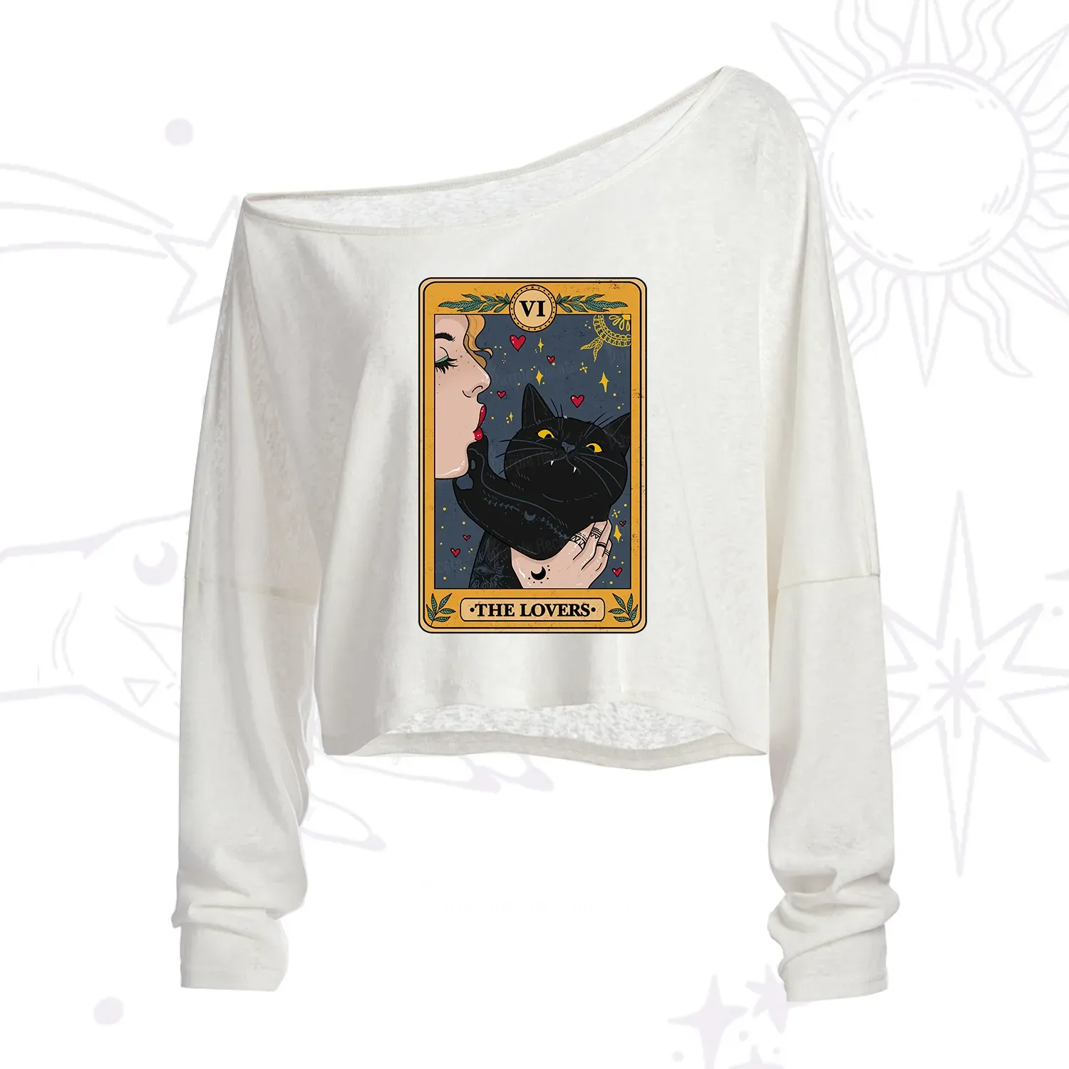 Purplehecate The Lovers Cat Tarot One Shoulder Crop Shirt