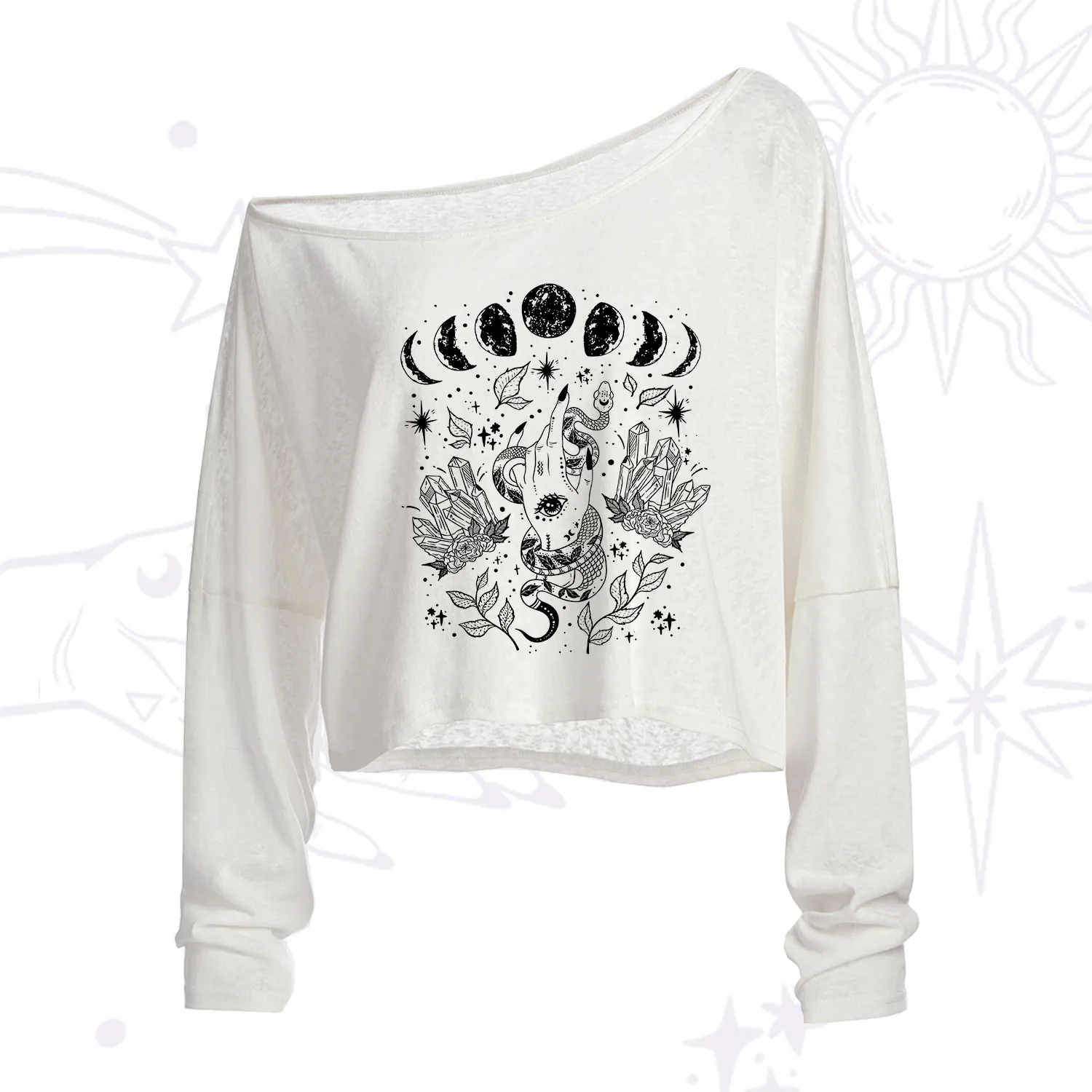 Purplehecate Reach For The Moon One Shoulder Crop Shirt