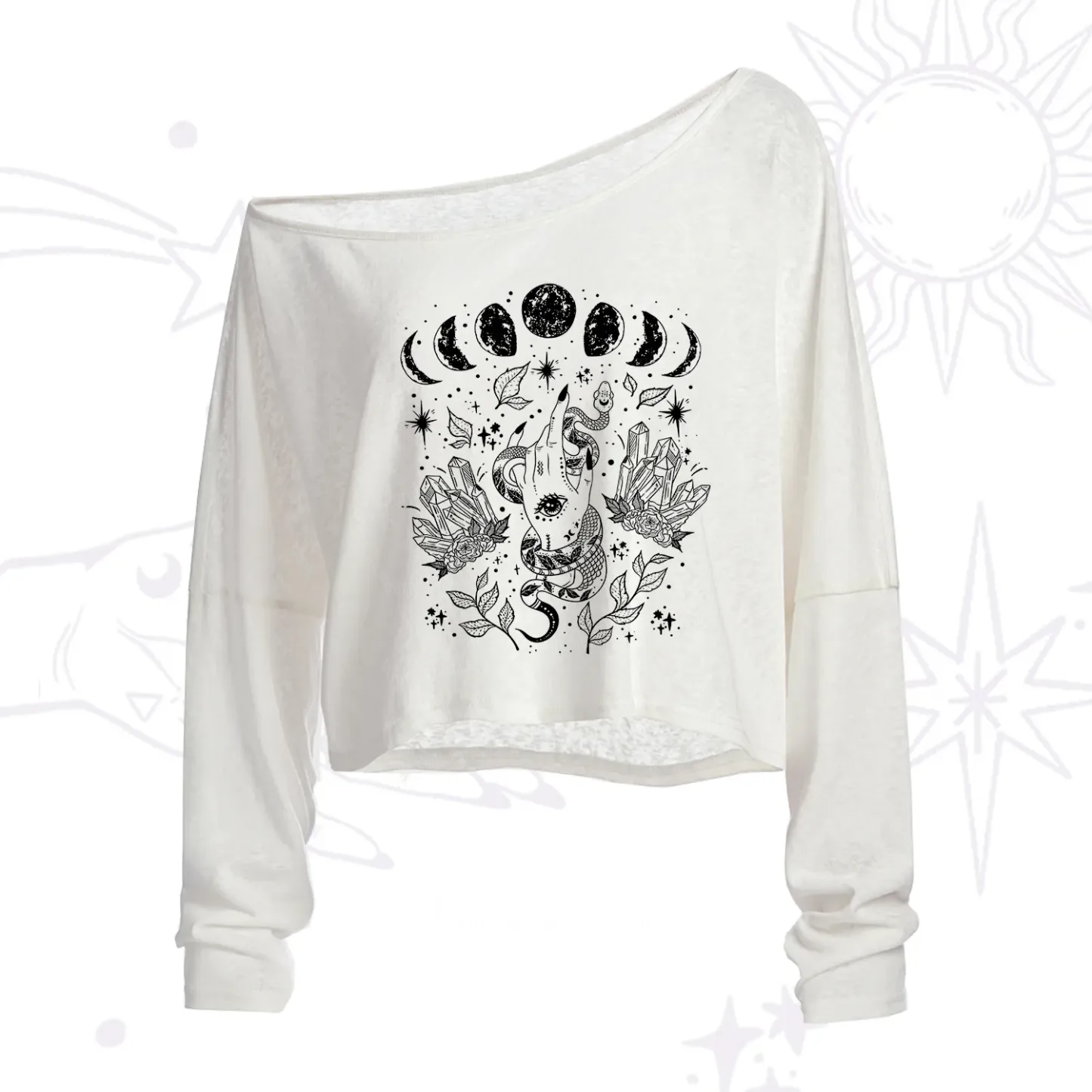 Purplehecate Reach For The Moon One Shoulder Crop Shirt