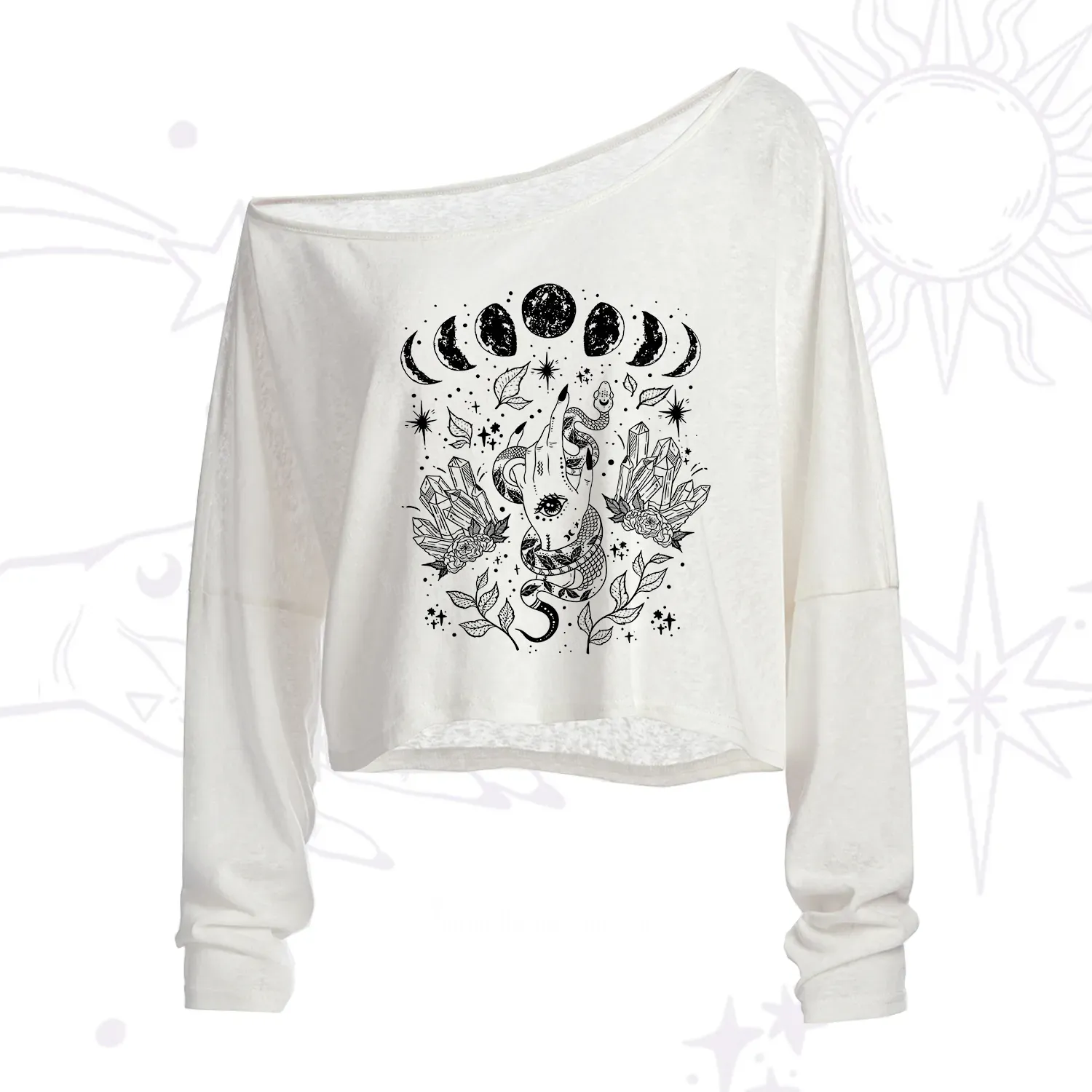 Purplehecate Reach For The Moon One Shoulder Crop Shirt