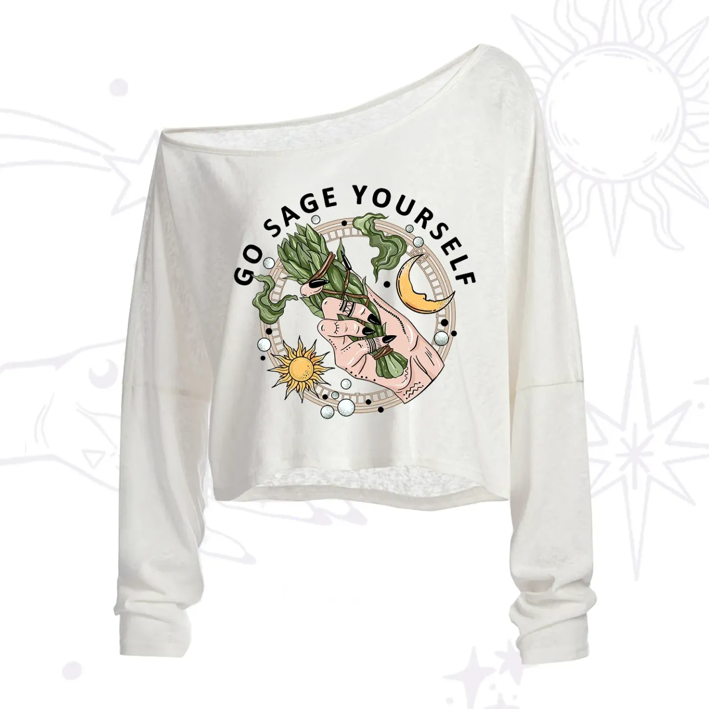 Purplehecate Go Sage Yourself One Shoulder Crop Shirt