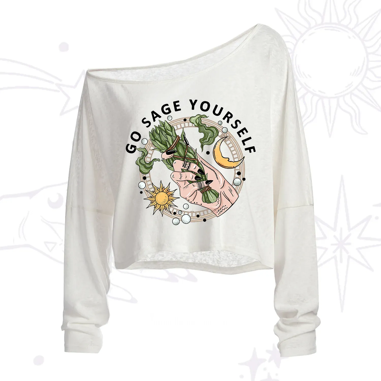 Purplehecate Go Sage Yourself One Shoulder Crop Shirt