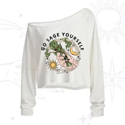 Purplehecate Go Sage Yourself One Shoulder Crop Shirt