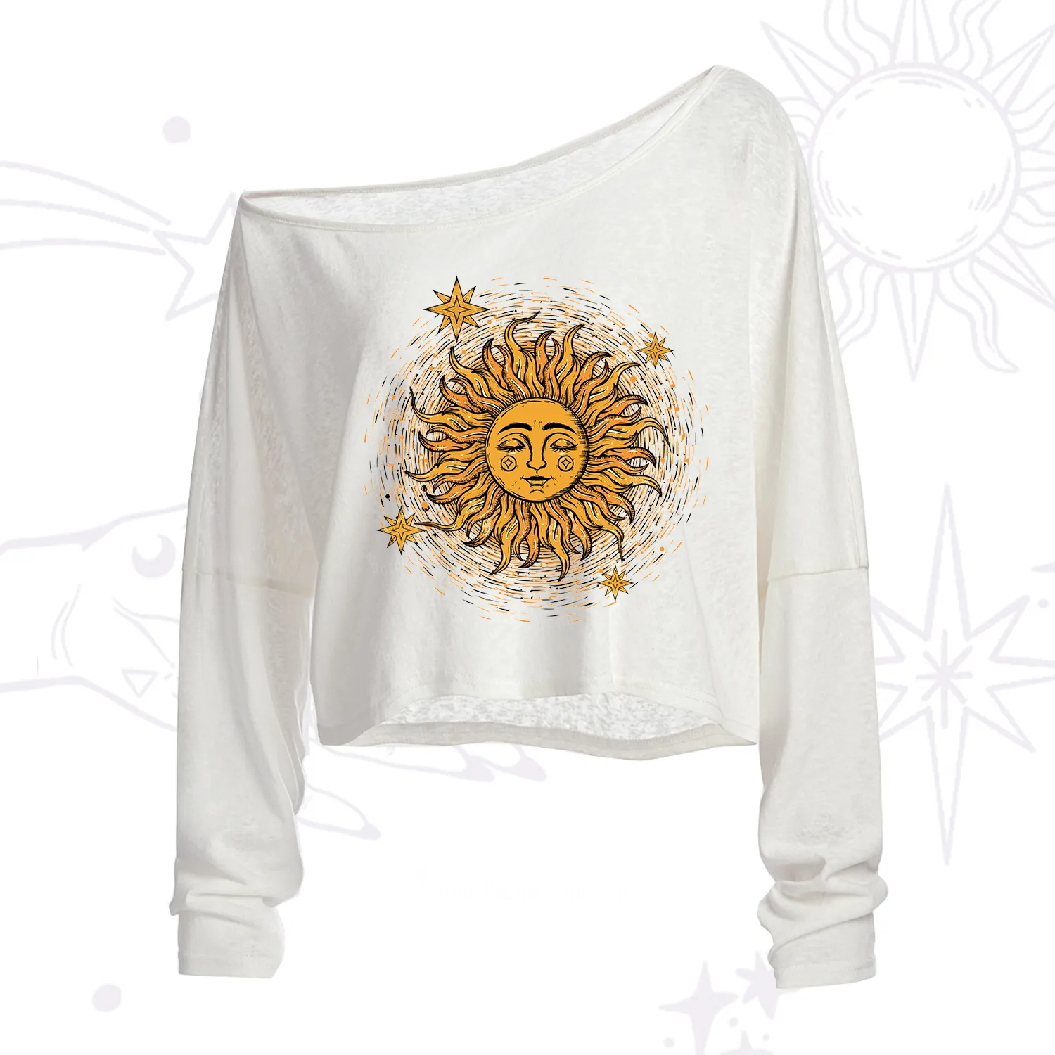 Purplehecate Celestial Sun One Shoulder Crop Shirt