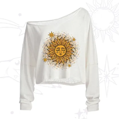 Purplehecate Celestial Sun One Shoulder Crop Shirt