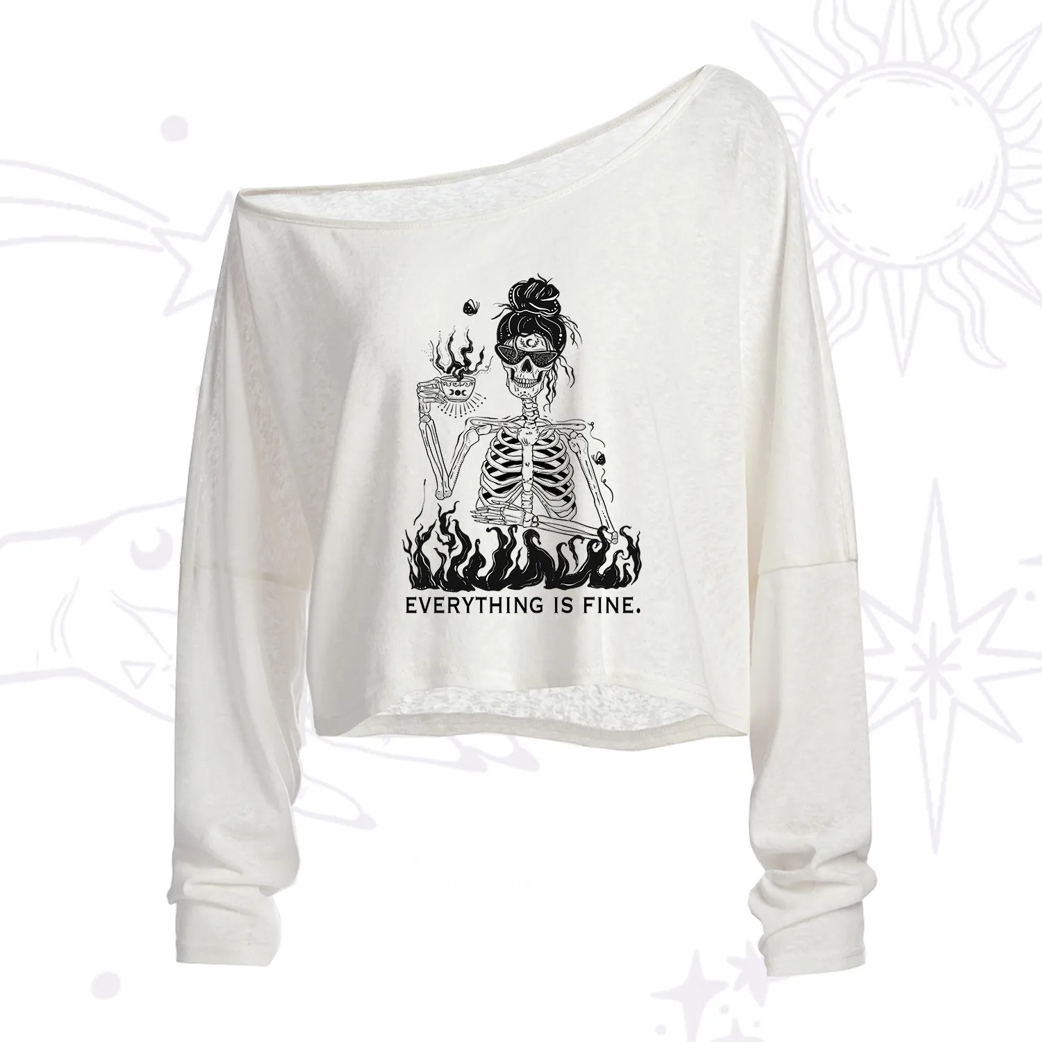 Purplehecate Everything Is Fine One Shoulder Crop Shirt