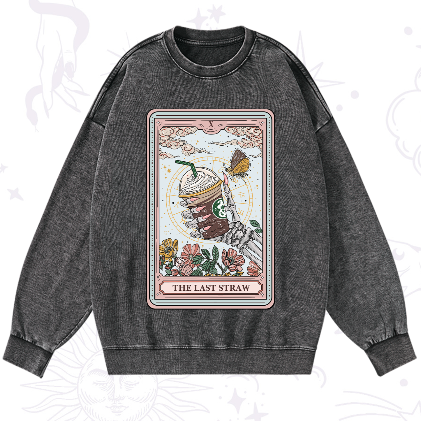 Magic Purplehecate The Last Straw Tarot Washed Sweatshirt