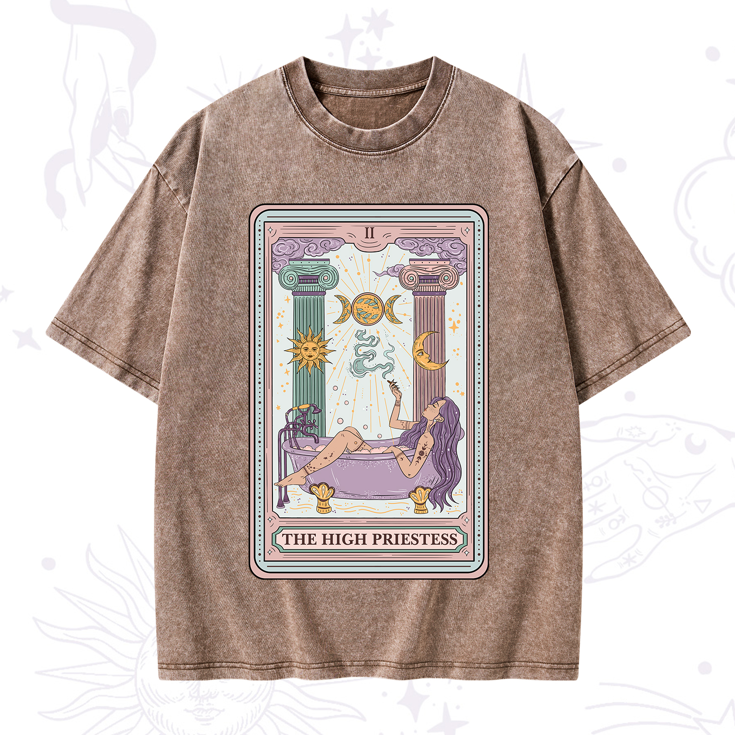 Purplehecate The High Priestess Tarot Washed T-Shirt