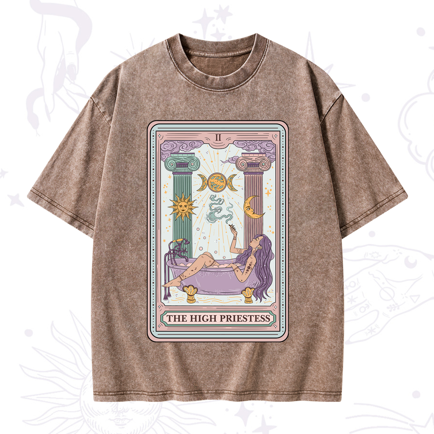 Purplehecate The High Priestess Tarot Washed T-Shirt