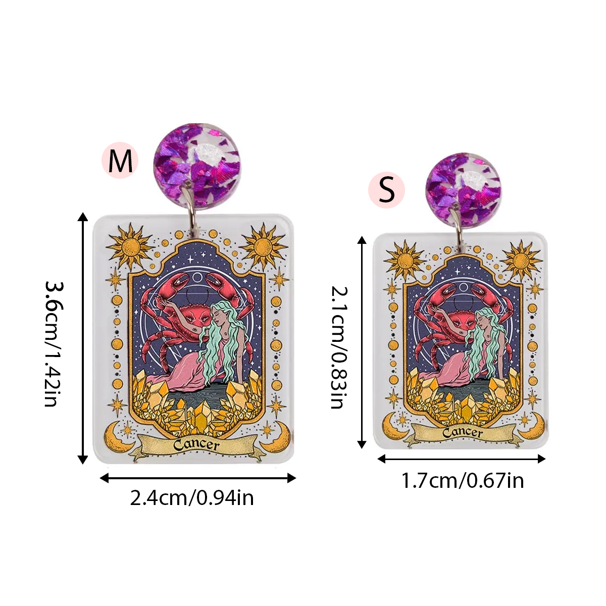 Purplehecate Cancer Zodiac Acrylic Earrings