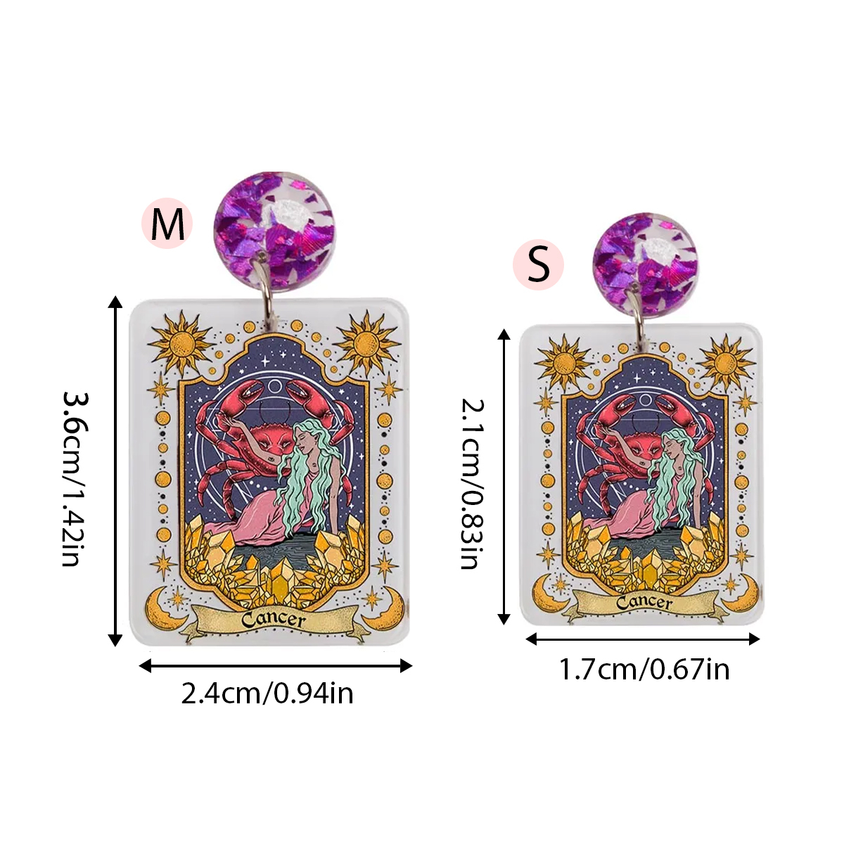 Purplehecate Cancer Zodiac Acrylic Earrings