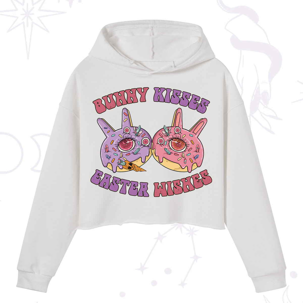 Purplehecate Bunny Kisses Easter Wishes Crop Hoodie