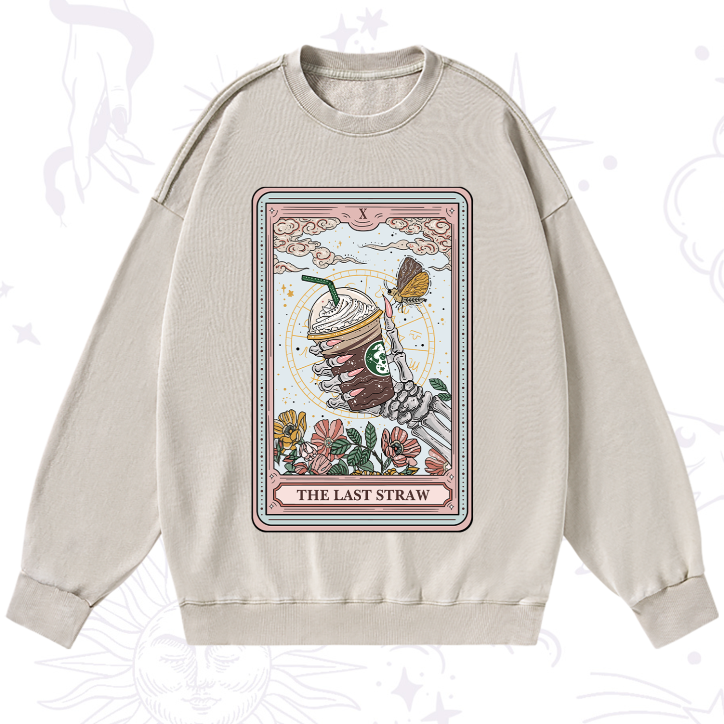 Purplehecate The Last Straw Tarot Washed Sweatshirt