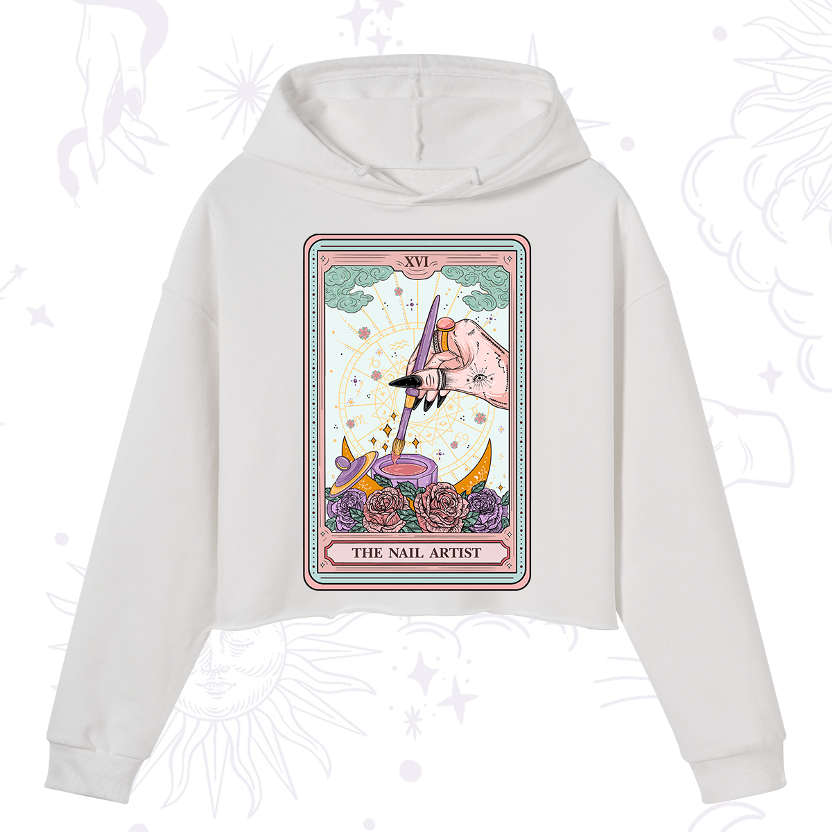 Purplehecate The Nail Artsit Tarot Card Crop Hoodie