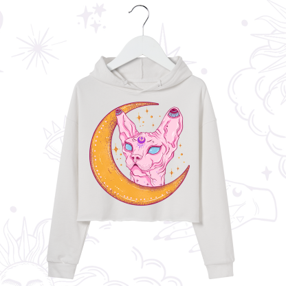 Purplehecate Mystical Witchy Cat Crop Hoodie