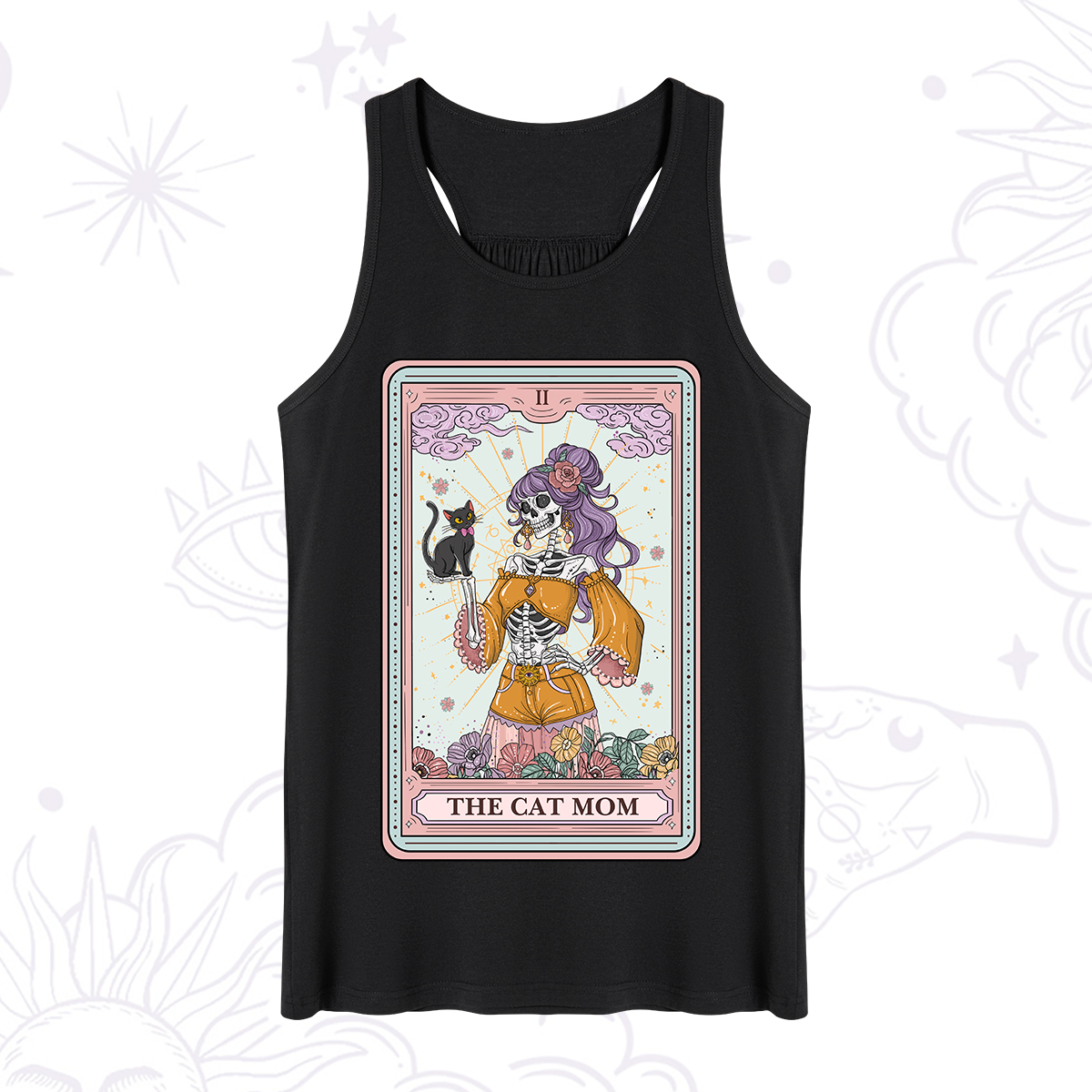Purplehecate The Skeleton Cat Mom Tarot Card Tank