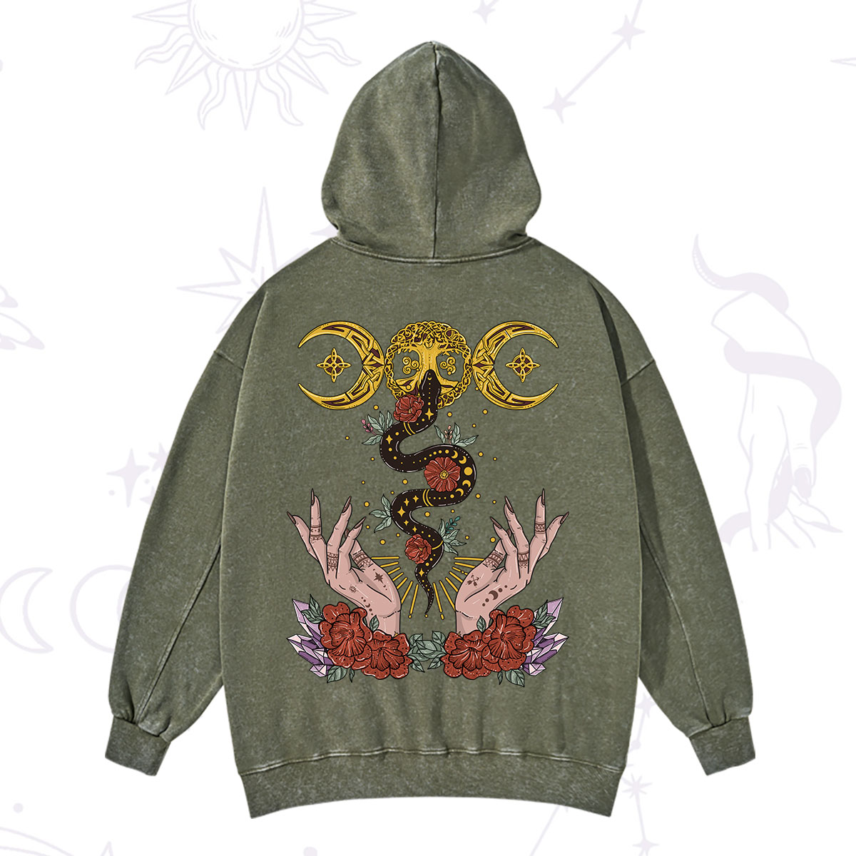Purplehecate Lunar Bloom Washed Hoodie