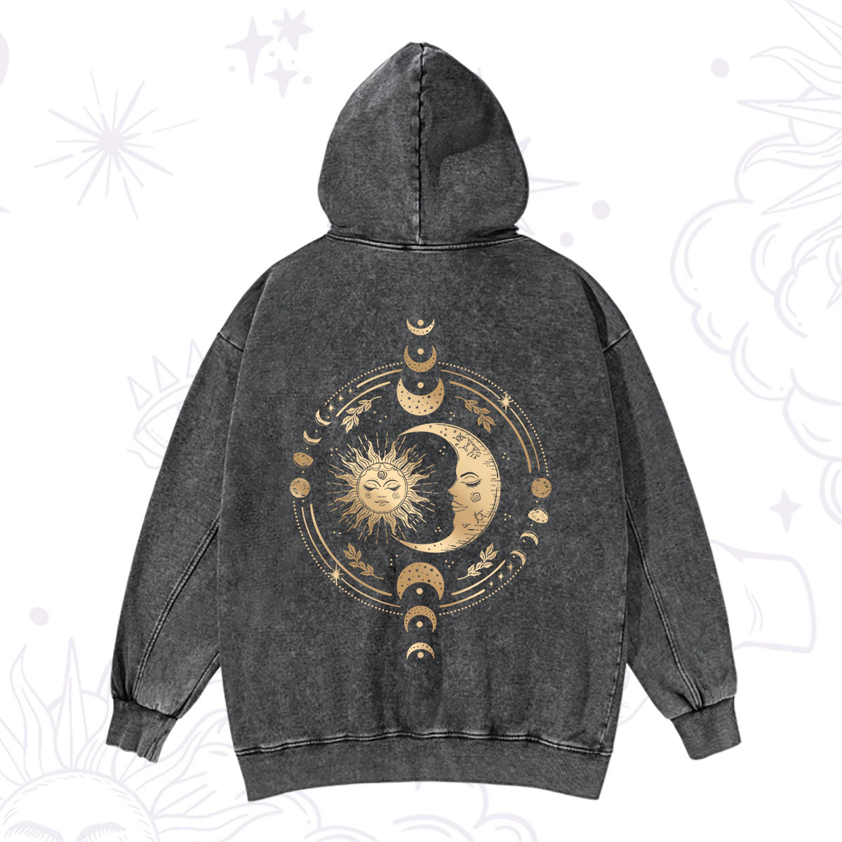 Purplehecate Celestial Sun and Moon Washed Hoodie