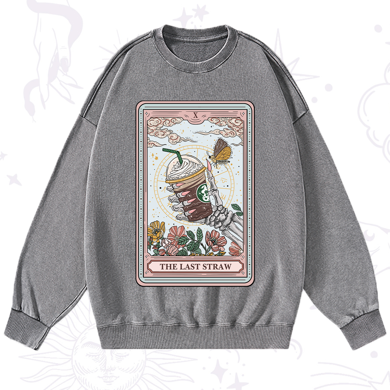 Purplehecate The Last Straw Tarot Washed Sweatshirt