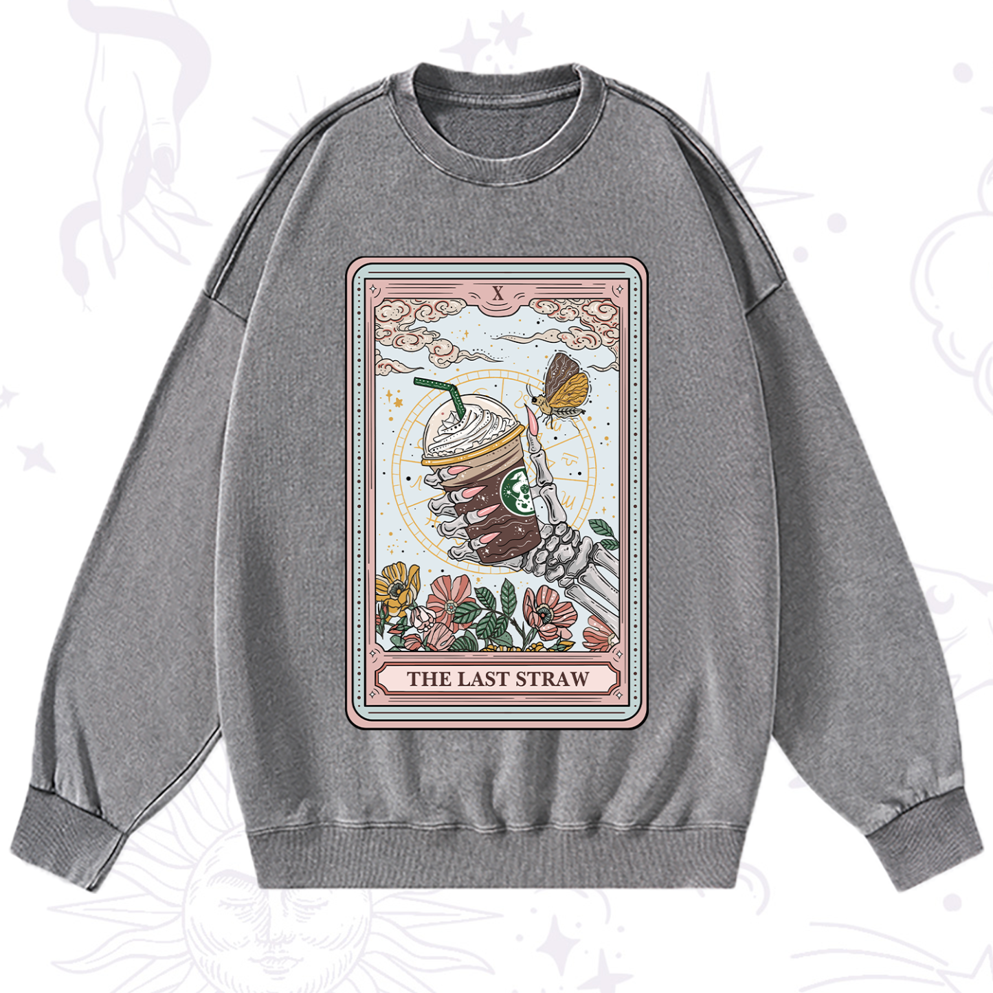 Purplehecate The Last Straw Tarot Washed Sweatshirt