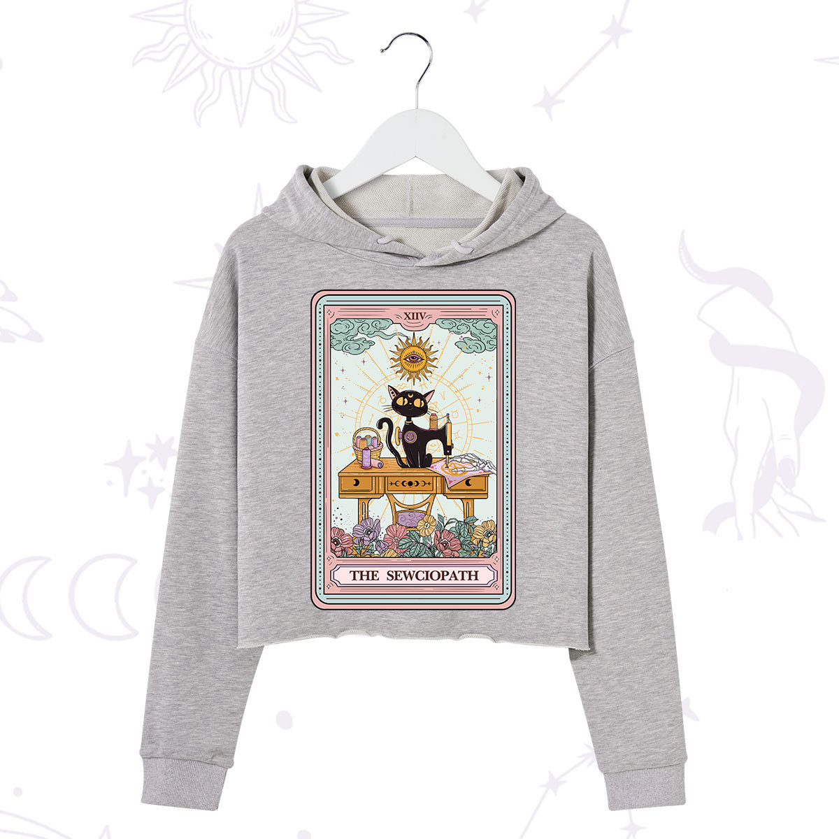 Purplehecate The Sewciopath Tarot Card Crop Hoodie