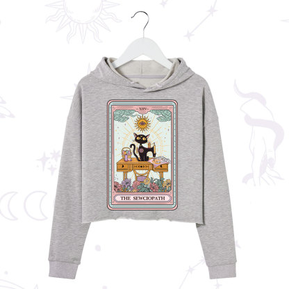 Purplehecate The Sewciopath Tarot Card Crop Hoodie