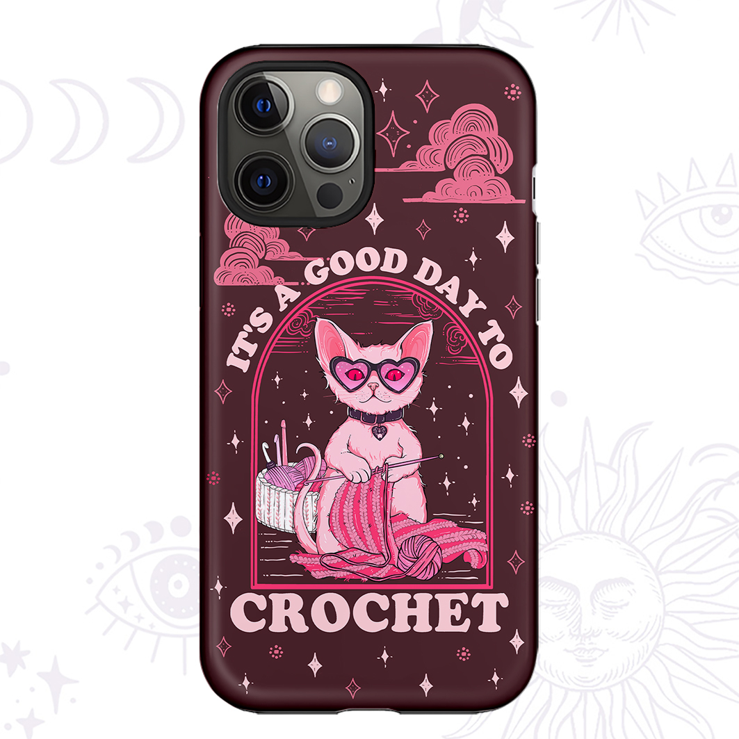 Purplehecate It's A Good Day To Crochet Crop Phone Case