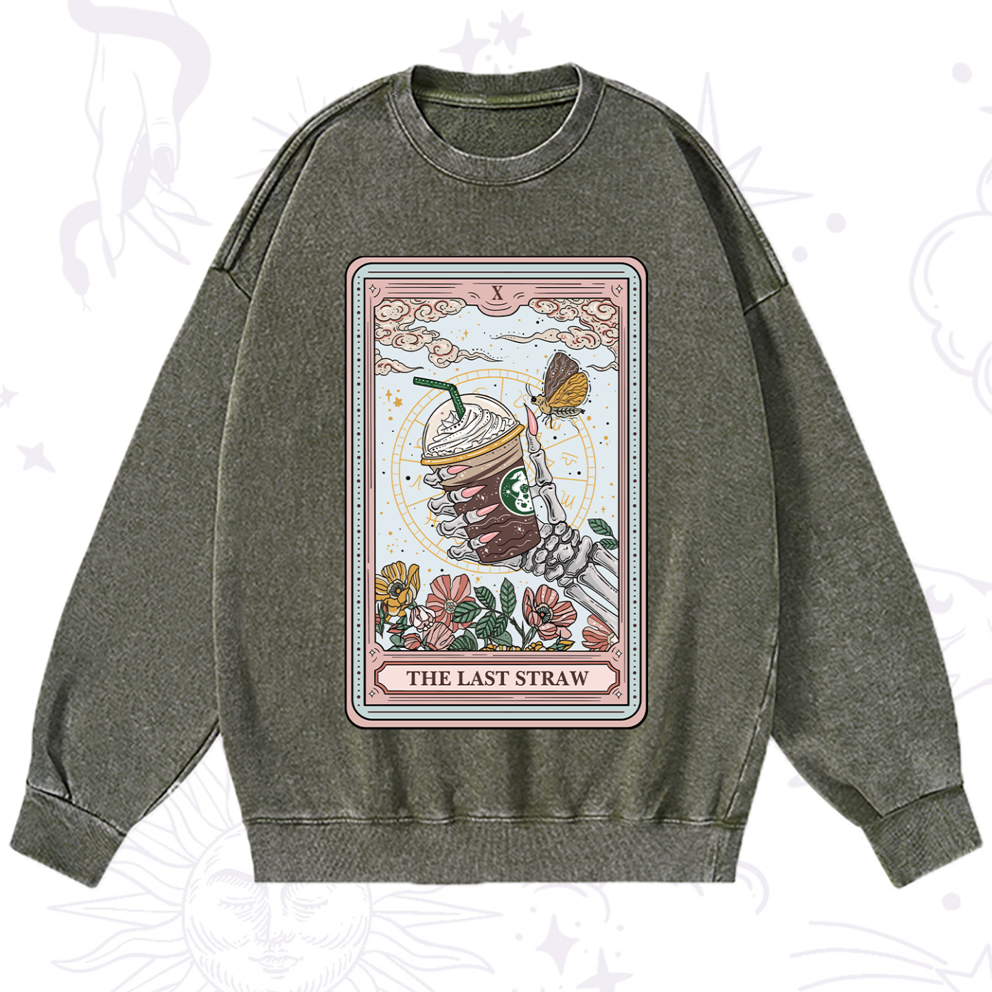 Purplehecate The Last Straw Tarot Washed Sweatshirt