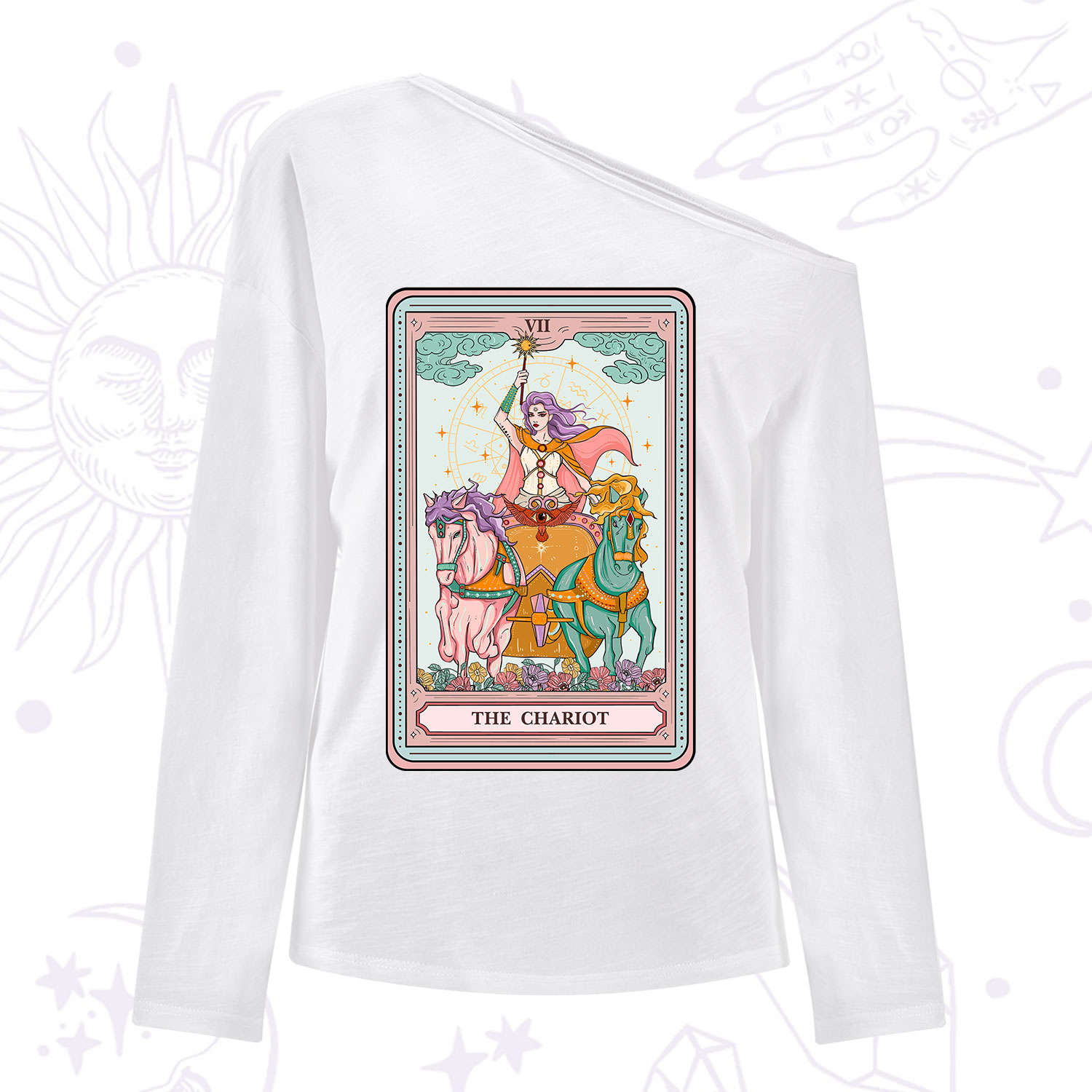 Purplehecate The Chariot Tarot One Shoulder Long Sleeve Shirt