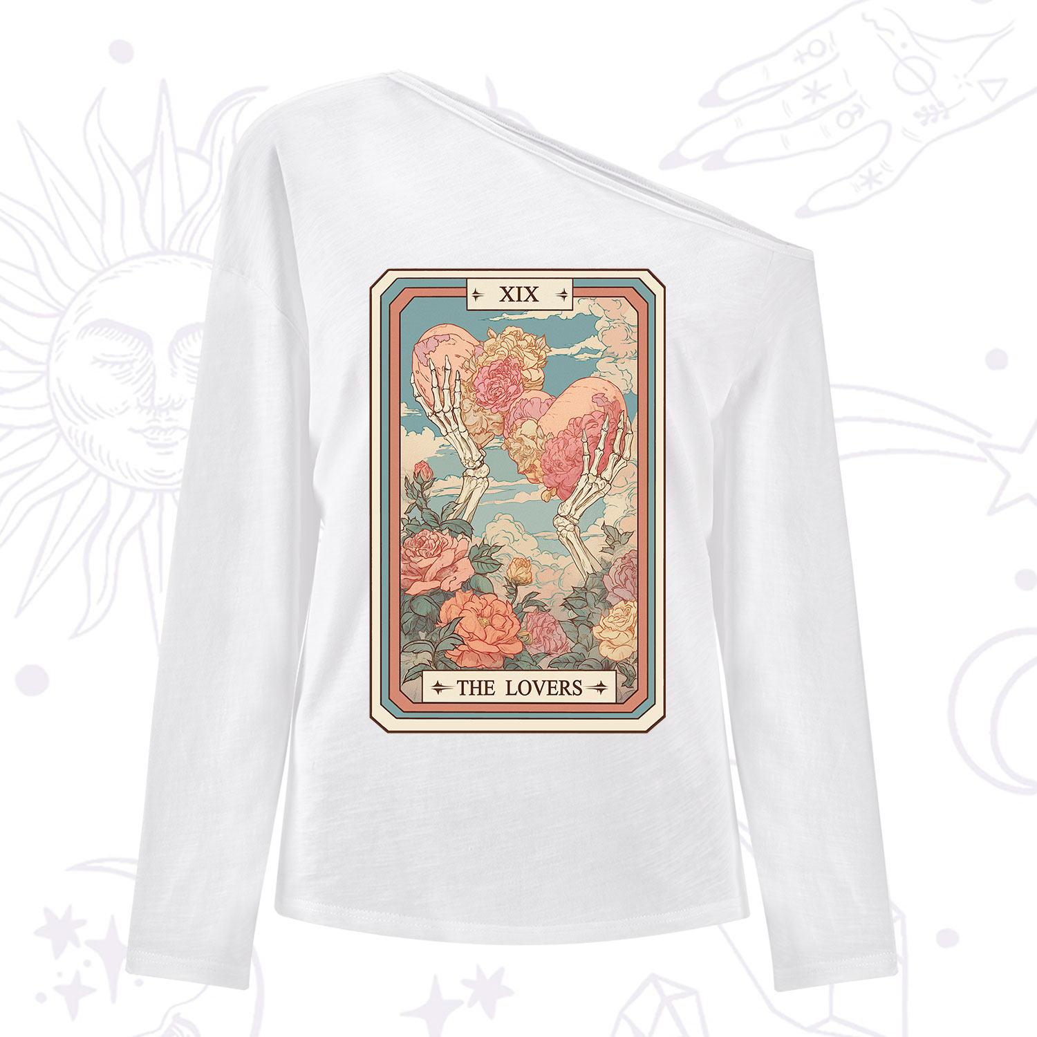 Purplehecate The Lovers Undying Heart Tarot One Shoulder Long Sleeve Shirt